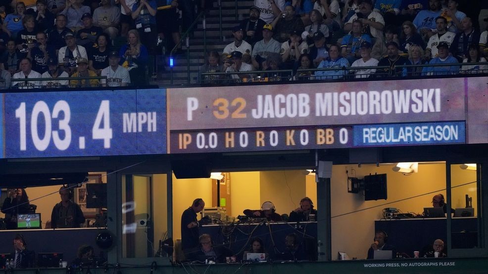 Brewers' Jacob Misiorowski sets World Series velocity record on his first pitch — Fox 11 Green Bay Sports, Burnsville Sports news