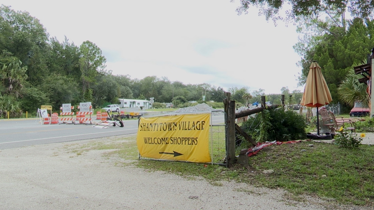 Shantytown Village owner concerned Pellicer Creek bridge construction is impacting business — First Coast News Local, Burnsville Business news