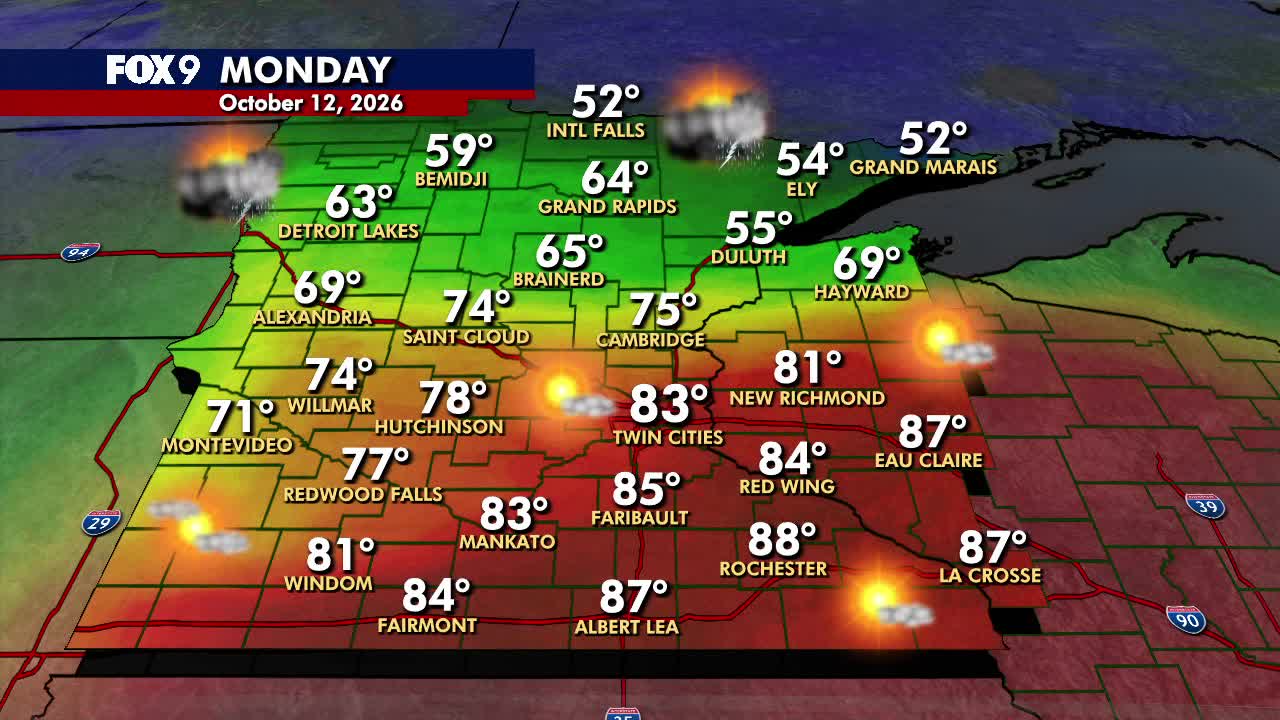 Minnesota weather: Summerlike warmth Monday before cooler Tuesday — FOX 9, Burnsville Community news