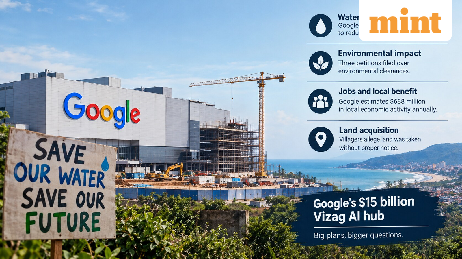 Google defends $15 billion Vizag AI hub as water fears, land disputes and protests put project under scrutiny — Mint India, Burnsville Technology news